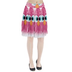 Bird Fluffy Animal Cute Feather Pink Pleated Skirt by Sudhe