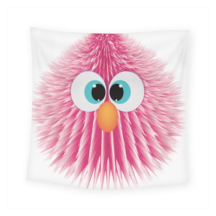 Bird Fluffy Animal Cute Feather Pink Square Tapestry (Small)