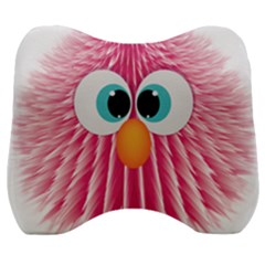 Bird Fluffy Animal Cute Feather Pink Velour Head Support Cushion by Sudhe