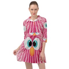 Bird Fluffy Animal Cute Feather Pink Mini Skater Shirt Dress