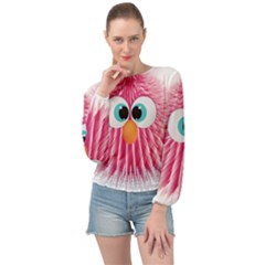 Bird Fluffy Animal Cute Feather Pink Banded Bottom Chiffon Top