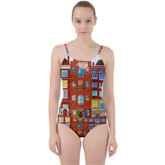 Town Buildings Old Brick Building Cut Out Top Tankini Set by Sudhe