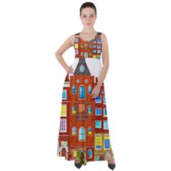 Town Buildings Old Brick Building Empire Waist Velour Maxi Dress by Sudhe