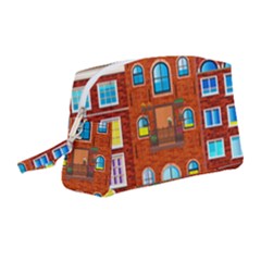 Town Buildings Old Brick Building Wristlet Pouch Bag (medium) by Sudhe