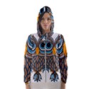 Owl Drawing Art Vintage Clothing Blue Feather Women s Hooded Windbreaker View1