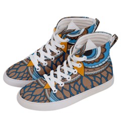 Owl Drawing Art Vintage Clothing Blue Feather Men s Hi-top Skate Sneakers by Sudhe