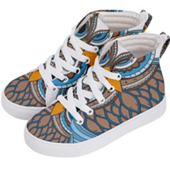 Owl Drawing Art Vintage Clothing Blue Feather Kids  Hi-top Skate Sneakers by Sudhe