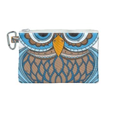 Owl Drawing Art Vintage Clothing Blue Feather Canvas Cosmetic Bag (medium) by Sudhe