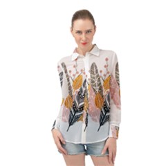 Feather Feathers Long Sleeve Chiffon Shirt