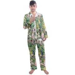 Peafowl Peacock Feather Beautiful Men s Satin Pajamas Long Pants Set