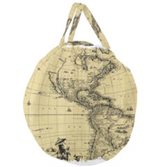 Map Vintage Old Ancient Antique Giant Round Zipper Tote by Sudhe