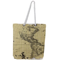 Map Vintage Old Ancient Antique Full Print Rope Handle Tote (large) by Sudhe