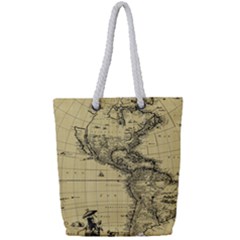 Map Vintage Old Ancient Antique Full Print Rope Handle Tote (small) by Sudhe