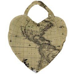 Map Vintage Old Ancient Antique Giant Heart Shaped Tote by Sudhe