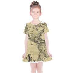 Map Vintage Old Ancient Antique Kids  Simple Cotton Dress