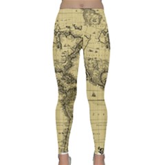 Map Vintage Old Ancient Antique Lightweight Velour Classic Yoga Leggings