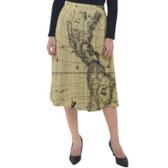 Map Vintage Old Ancient Antique Classic Velour Midi Skirt  by Sudhe