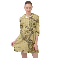 Map Vintage Old Ancient Antique Mini Skater Shirt Dress