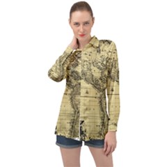 Map Vintage Old Ancient Antique Long Sleeve Satin Shirt