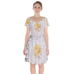 Abstract Art Art Artificial Flowers Short Sleeve Bardot Dress