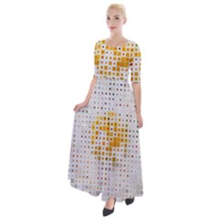 Abstract Art Art Artificial Flowers Half Sleeves Maxi Dress