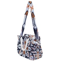 White Black And Orange Illustration Rope Handles Shoulder Strap Bag