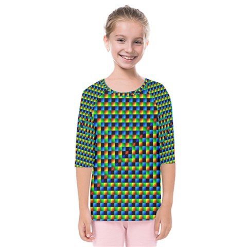 Kaleidoscope Art Unique Design Kids  Quarter Sleeve Raglan Tee by Wegoenart