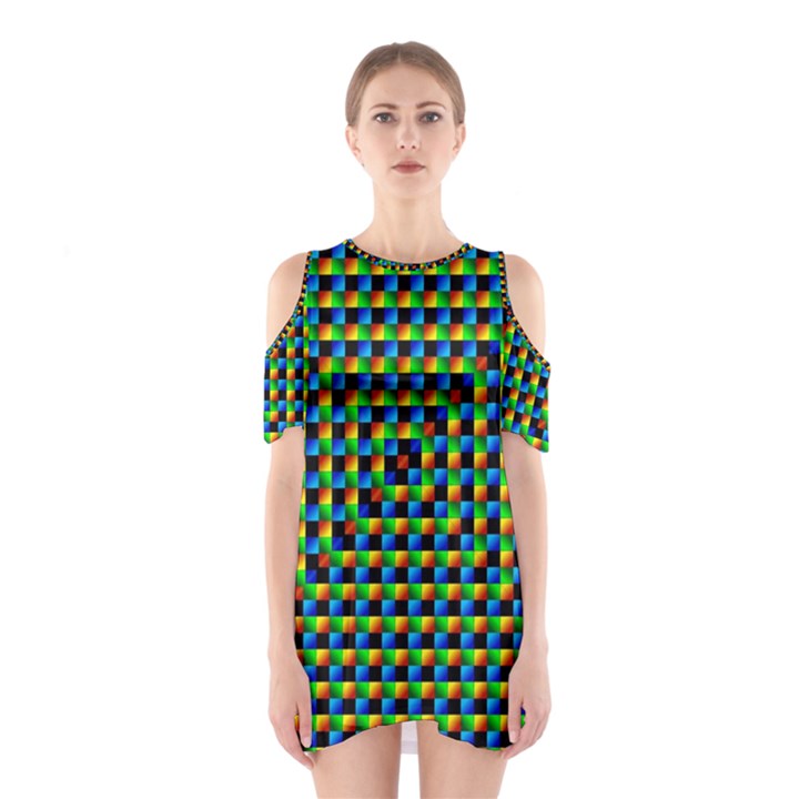 Kaleidoscope Art Unique Design Shoulder Cutout One Piece Dress