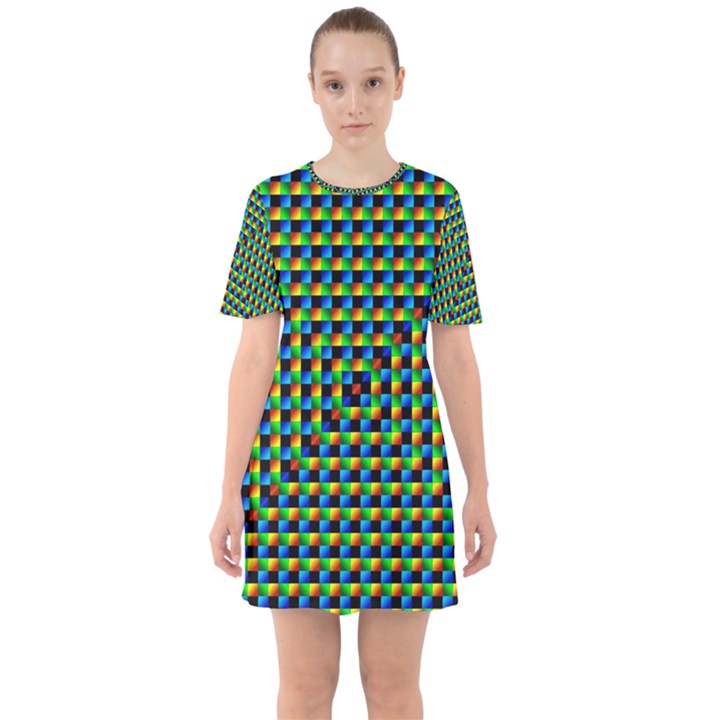 Kaleidoscope Art Unique Design Sixties Short Sleeve Mini Dress