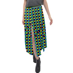 Kaleidoscope Art Unique Design Velour Split Maxi Skirt