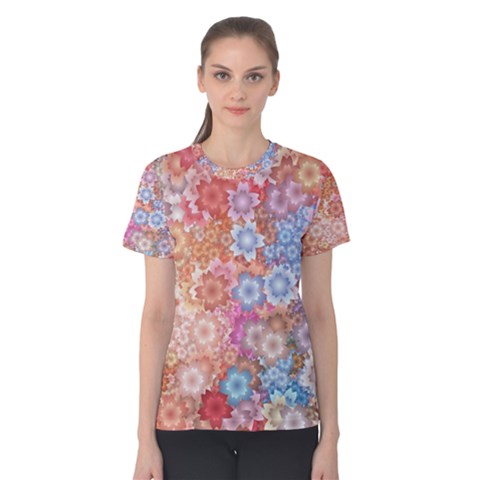 Art Beautiful Flowers Flames Generative Art Women s Cotton Tee by Wegoenart