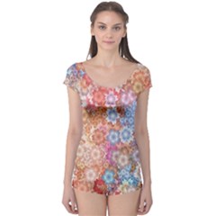 Art Beautiful Flowers Flames Generative Art Boyleg Leotard  by Wegoenart