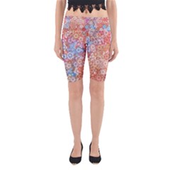 Art Beautiful Flowers Flames Generative Art Yoga Cropped Leggings by Wegoenart