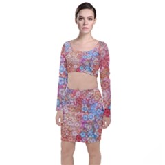 Art Beautiful Flowers Flames Generative Art Top And Skirt Sets