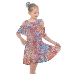 Art Beautiful Flowers Flames Generative Art Kids  Shoulder Cutout Chiffon Dress