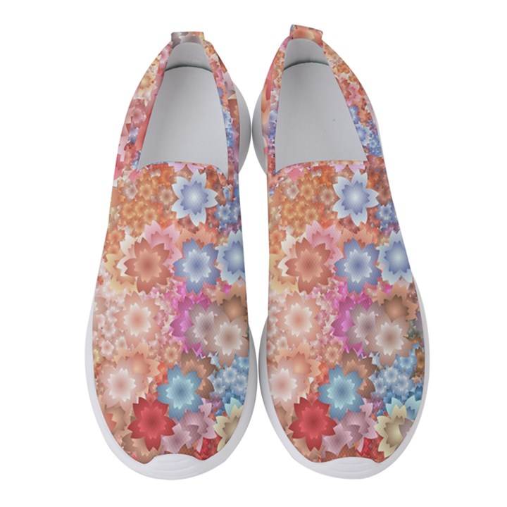 Art Beautiful Flowers Flames Generative Art Women s Slip On Sneakers