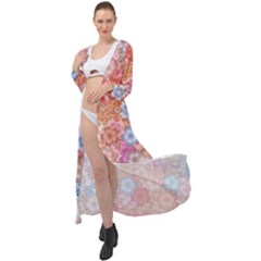 Art Beautiful Flowers Flames Generative Art Maxi Chiffon Beach Wrap