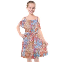 Art Beautiful Flowers Flames Generative Art Kids  Cut Out Shoulders Chiffon Dress