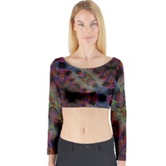 Abstract Animated Ornament Background Fractal Art Long Sleeve Crop Top by Wegoenart