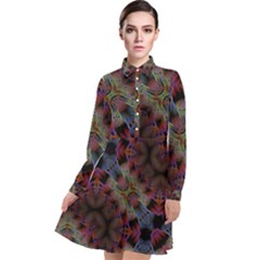 Abstract Animated Ornament Background Fractal Art Long Sleeve Chiffon Shirt Dress