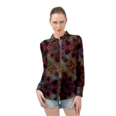 Abstract Animated Ornament Background Fractal Art Long Sleeve Chiffon Shirt