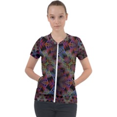 Abstract Animated Ornament Background Fractal Art Short Sleeve Zip Up Jacket