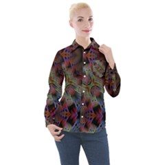 Abstract Animated Ornament Background Fractal Art Women s Long Sleeve Pocket Shirt