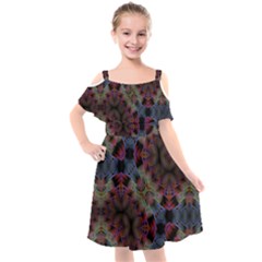 Abstract Animated Ornament Background Fractal Art Kids  Cut Out Shoulders Chiffon Dress