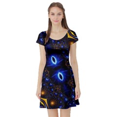 Fun Photo Amazing Art Kaleidoscope Mosaic Short Sleeve Skater Dress