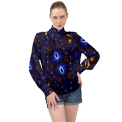 Fun Photo Amazing Art Kaleidoscope Mosaic High Neck Long Sleeve Chiffon Top