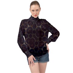 Abstract Animated Ornament Background Fractal Art High Neck Long Sleeve Chiffon Top