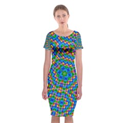 Abstract Background Futuristic Handcraft Classic Short Sleeve Midi Dress by Wegoenart