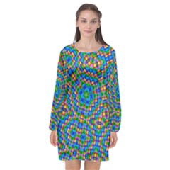 Abstract Background Futuristic Handcraft Long Sleeve Chiffon Shift Dress  by Wegoenart