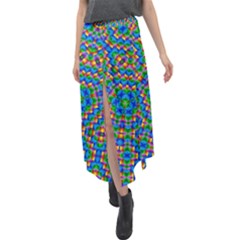 Abstract Background Futuristic Handcraft Velour Split Maxi Skirt